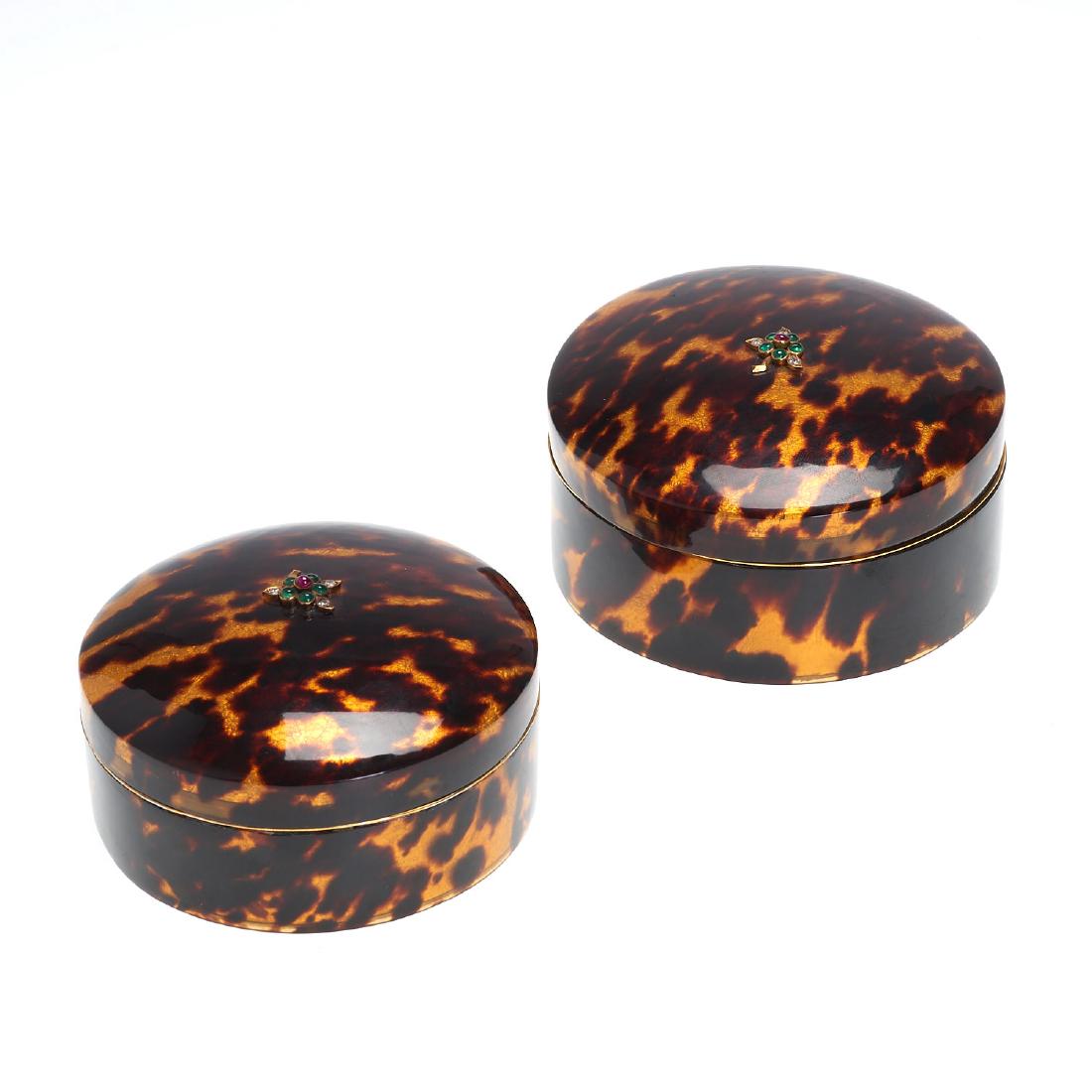(2) gem-set tortoise dresser boxes (1 of 5)