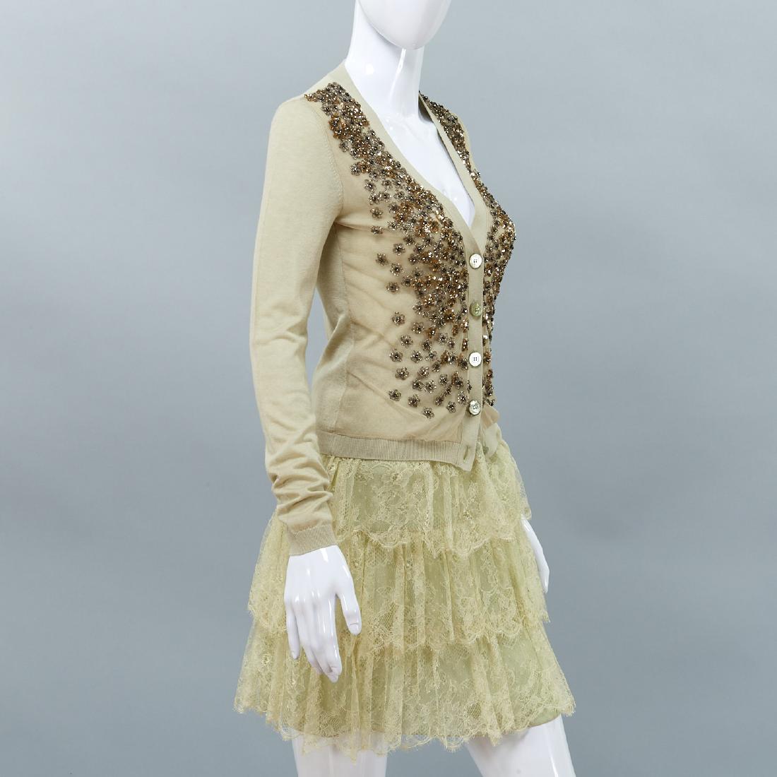 Valentino green lace skirt and embellished sweater (1 of 9)