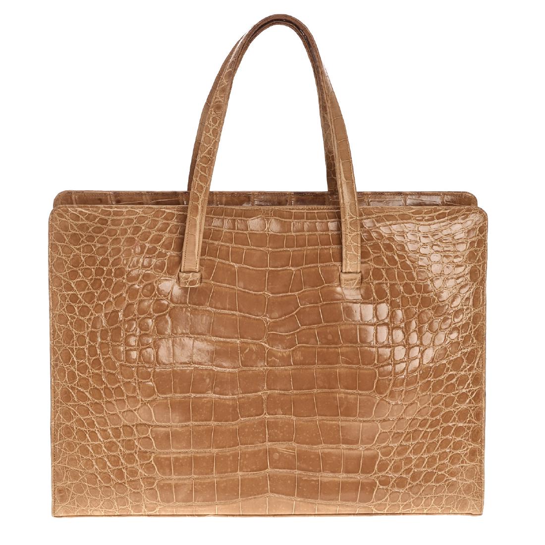 Lambertson Truex tan crocodile tote handbag (1 of 7)