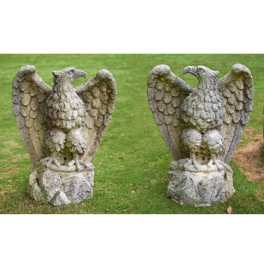 Pair antique cast stone eagles (1 of 8)