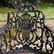 Pair Victorian cast iron lyre back armchairs - 4