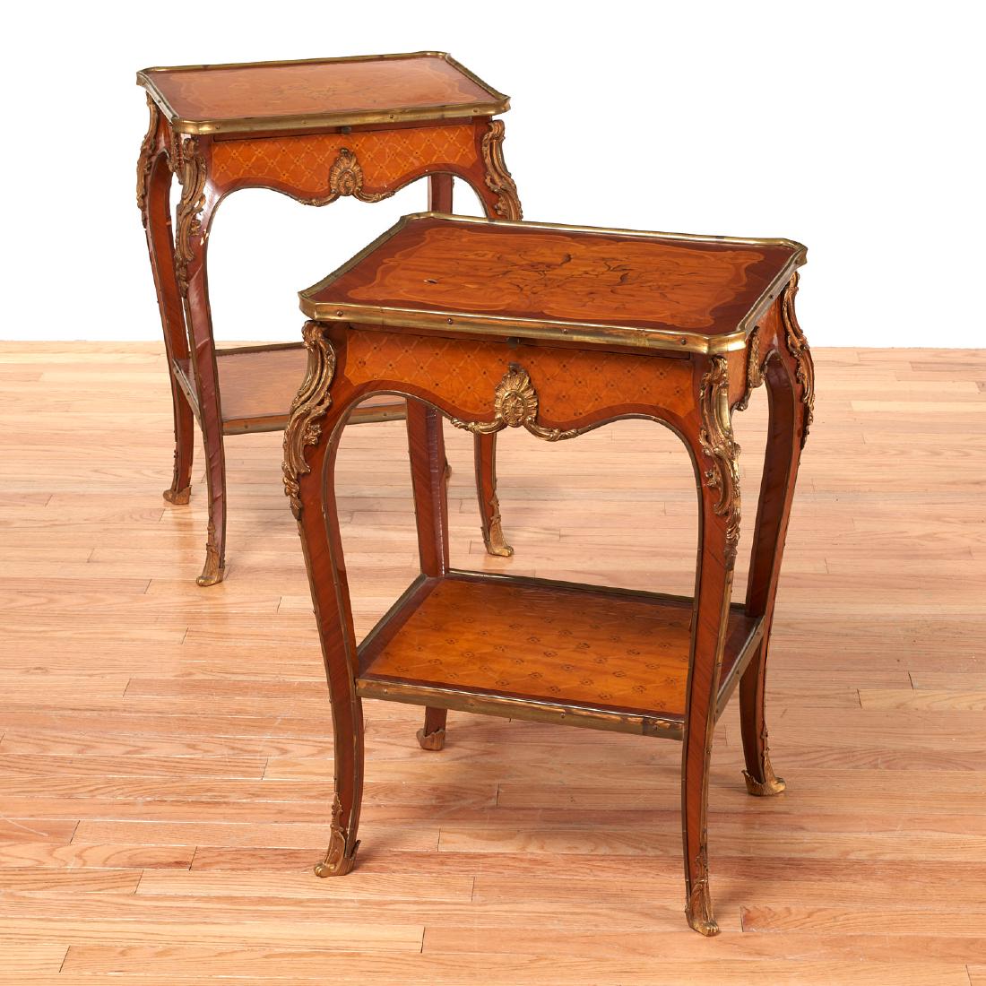 Pair Louis XV style bronze mounted side tables (1 of 10)