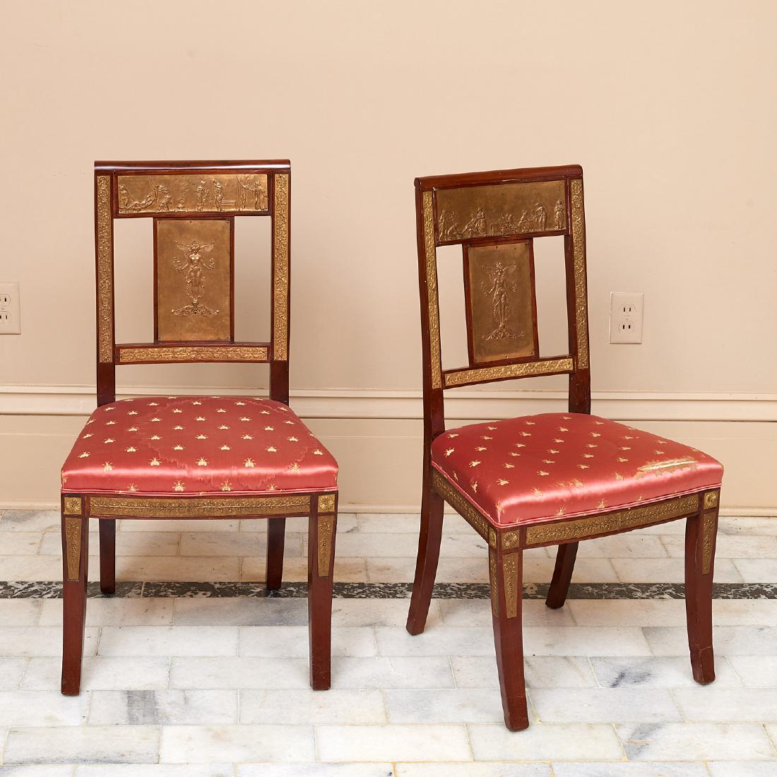 Pair Empire bronze mounted mahogany chairs (1 of 7)