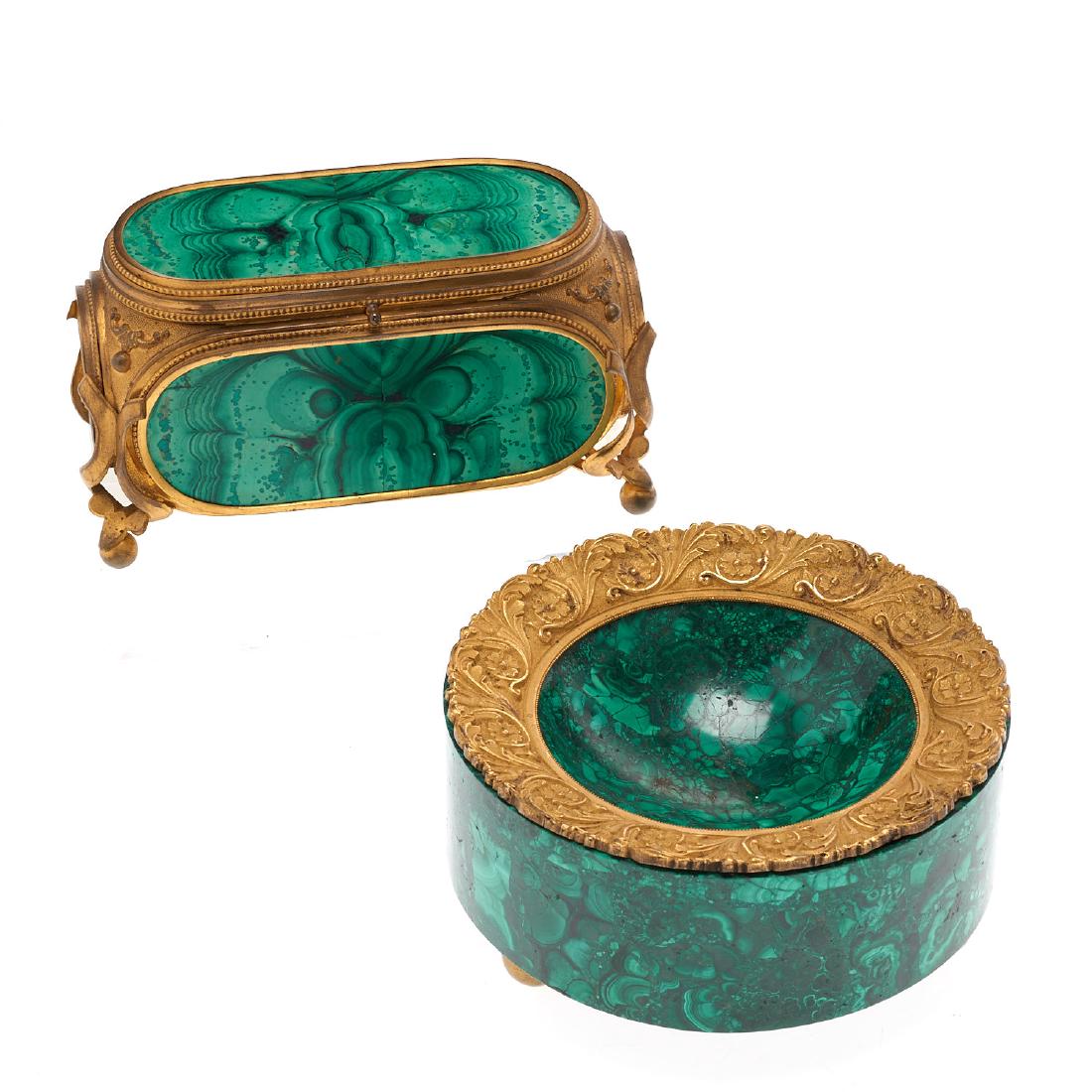 Napoleon III bronze mounted malachite accessories (1 of 8)