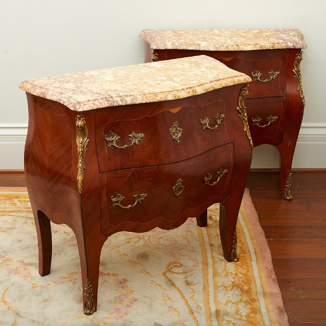 Pair Louis XV style bronze mounted commodes (1 of 7)