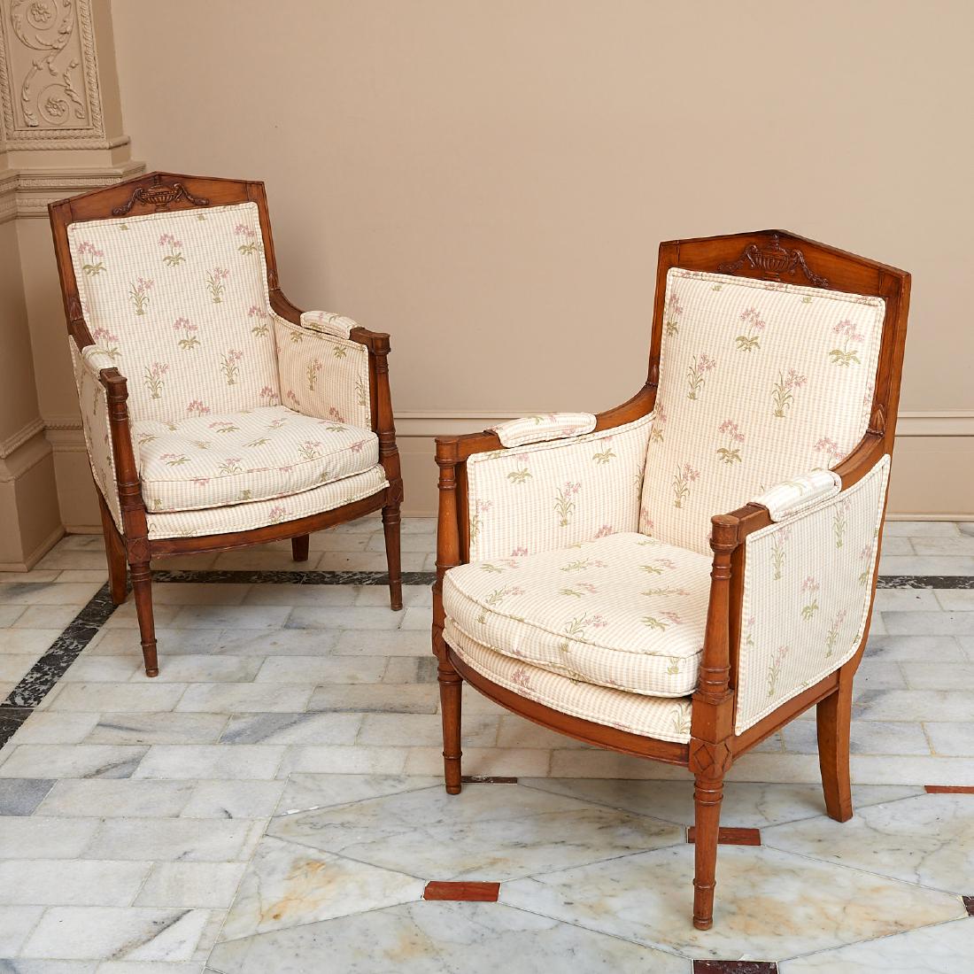Pair Directoire carved beechwood bergeres (1 of 7)
