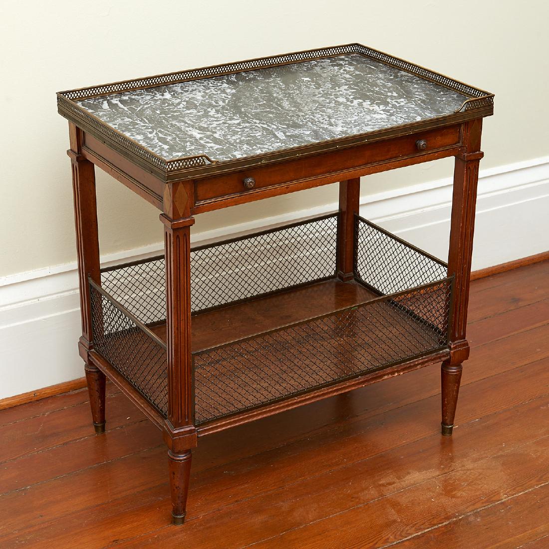Louis XVI style brass inlaid mahogany side table (1 of 5)