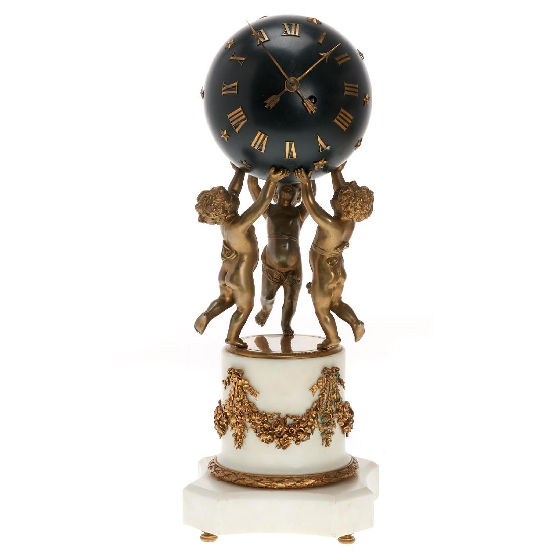 Louis XVI style bronze, marble mantel clock (1 of 10)