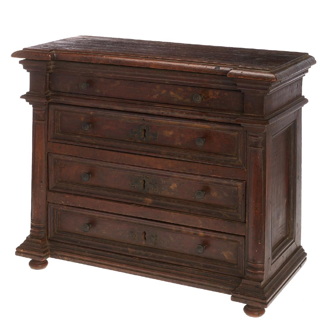 Italian Baroque walnut tabletop commode (1 of 7)