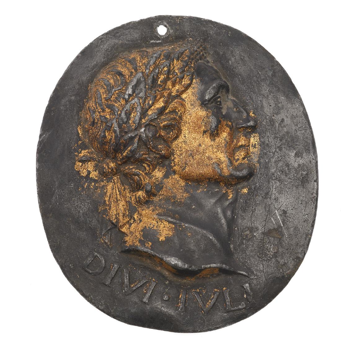 Gilt bronze medallion of Julius Caesar (1 of 4)