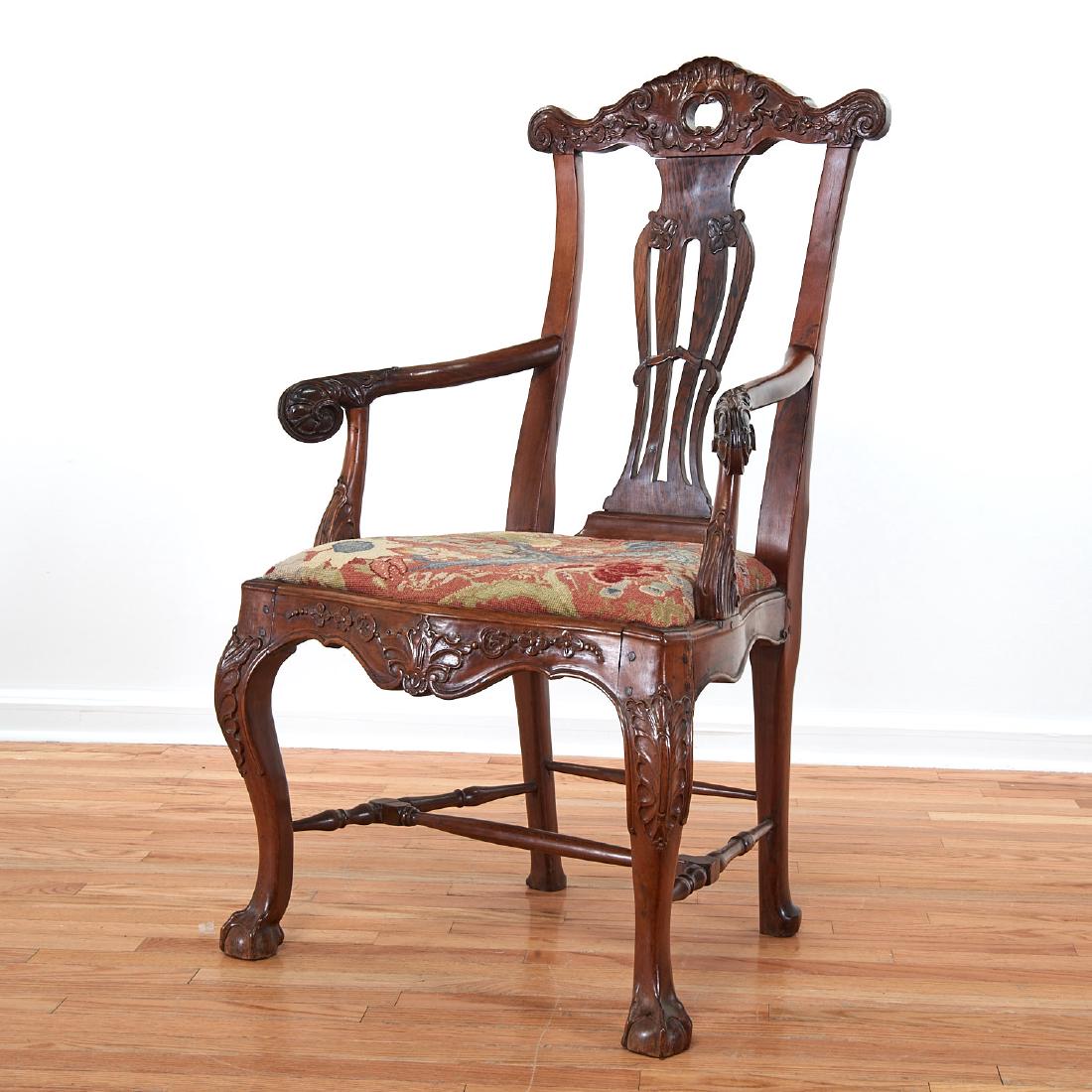 Portuguese Rococo carved hardwood armchair (1 of 8)