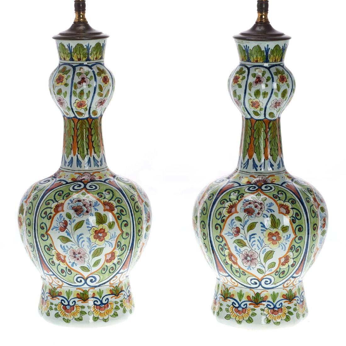 Pair Delft pottery lamps (1 of 7)