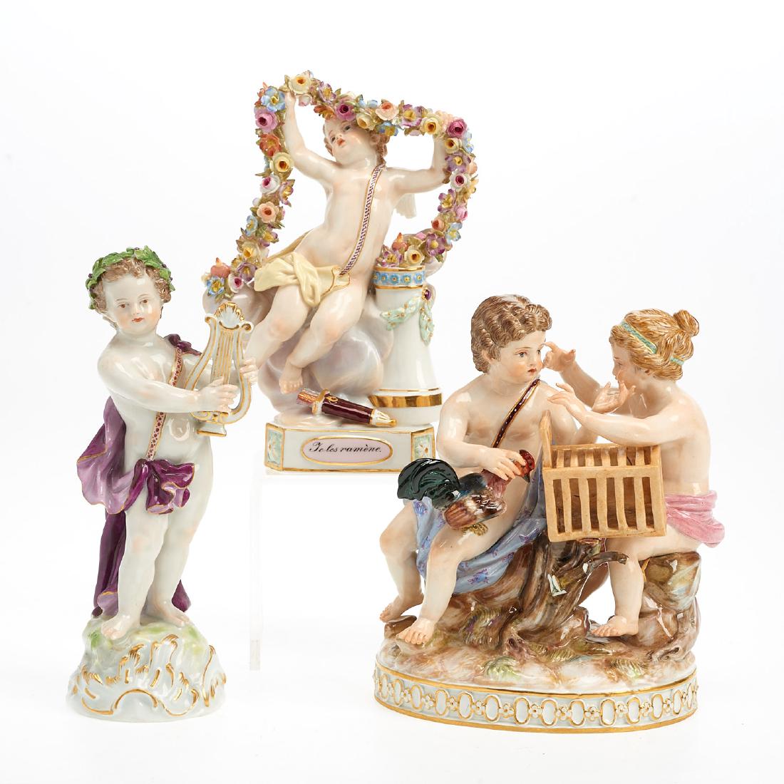 (3) antique Meissen porcelain figures (1 of 9)