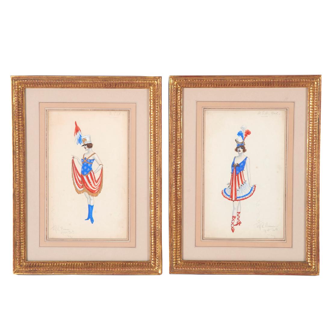 Will R. Barnes, (2) mixed media costume designs (1 of 8)