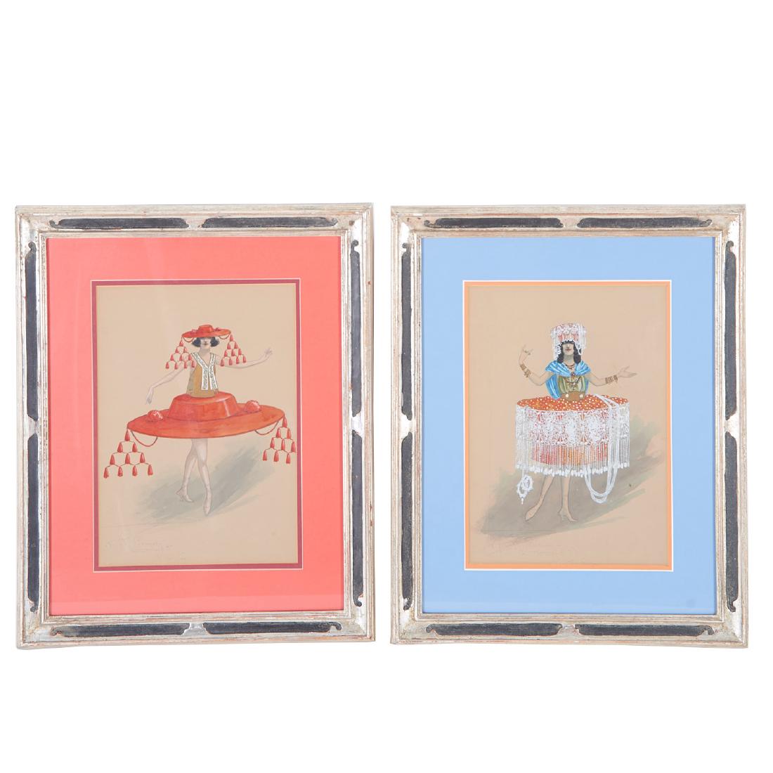 Will R. Barnes, (2) mixed media costume designs (1 of 5)