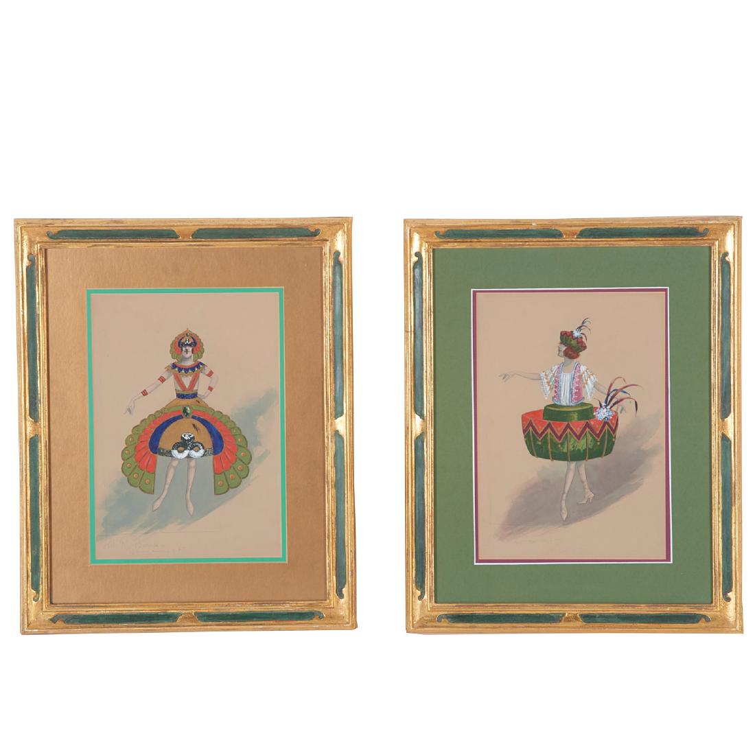 Will R. Barnes, (2) mixed media costume designs (1 of 5)