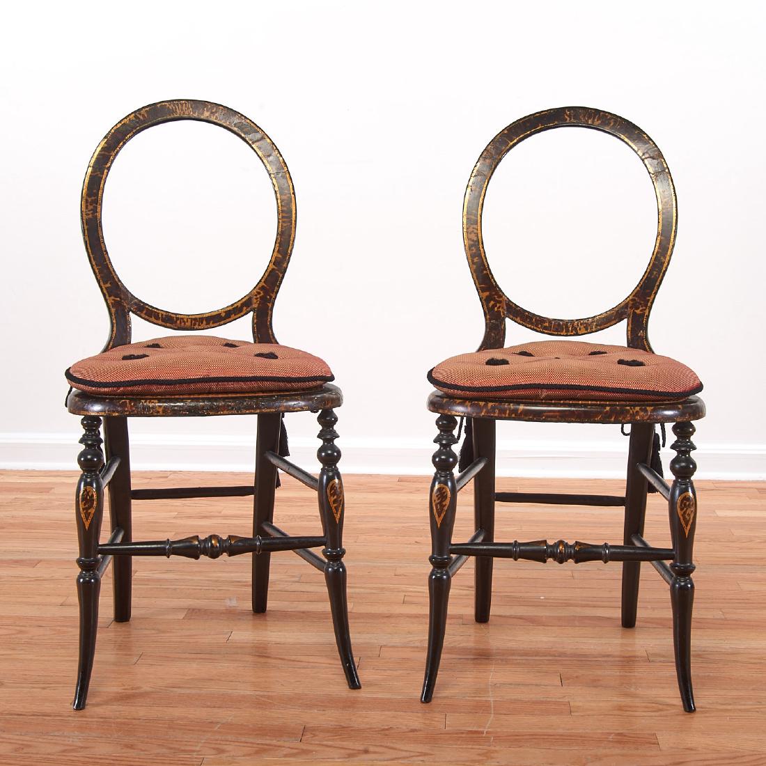 Pair Victorian faux tortoise fancy chairs (1 of 6)