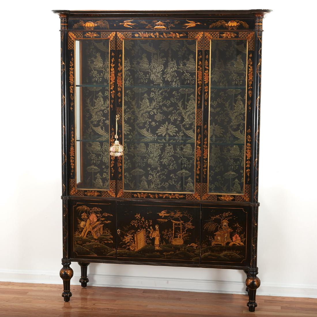 Edwardian black japanned curio cabinet (1 of 10)