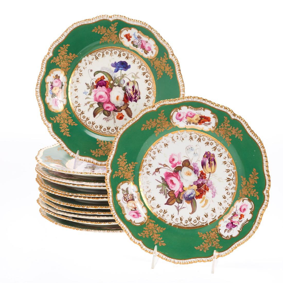 Set (12) antique apple green ground plates (1 of 6)