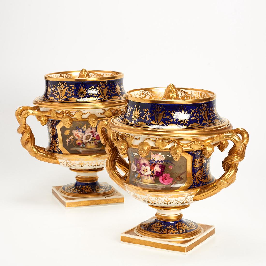 Pair antique Coalport ice pails, covers and liners (1 of 7)