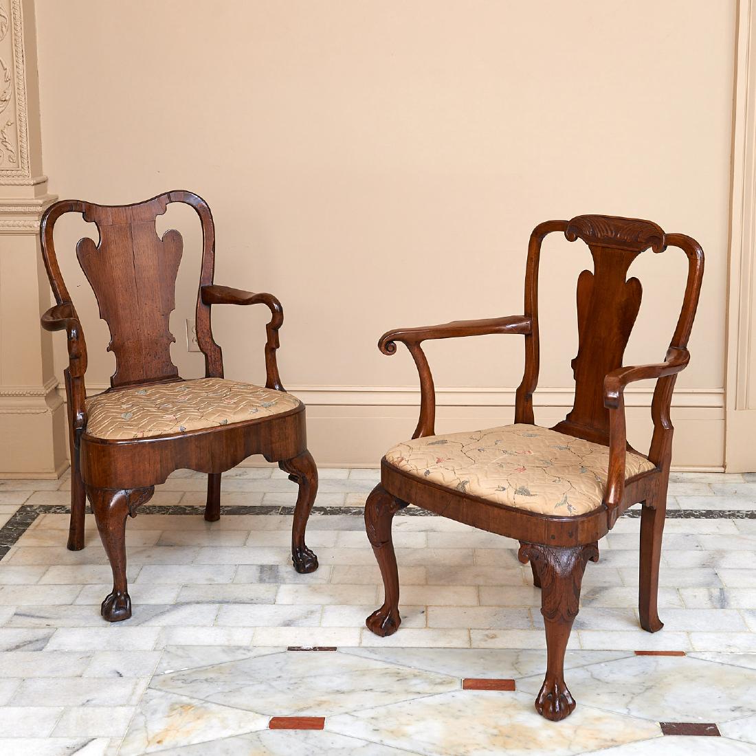 (2) George II mahogany and walnut armchairs (1 of 9)