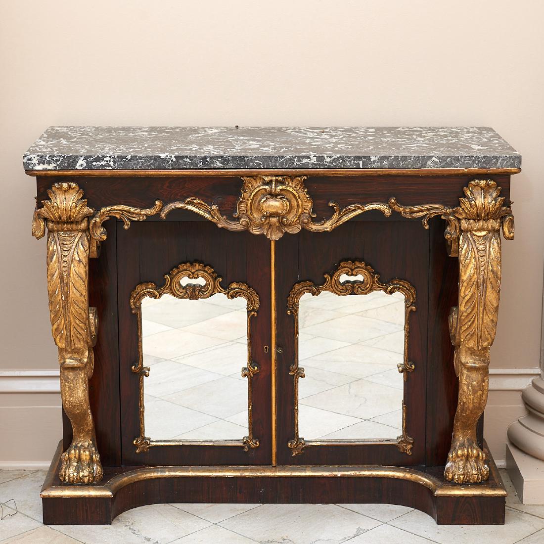 Victorian parcel gilt and mirrored side cabinet (1 of 8)