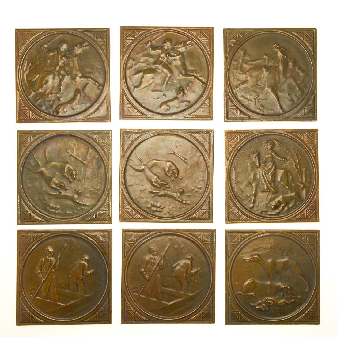Set (9) Minton Majolica glazed sporting tiles (1 of 7)