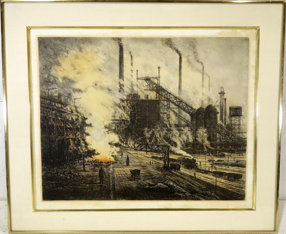 Manner of Frank Brangwyn, industrial color etching (1 of 7)