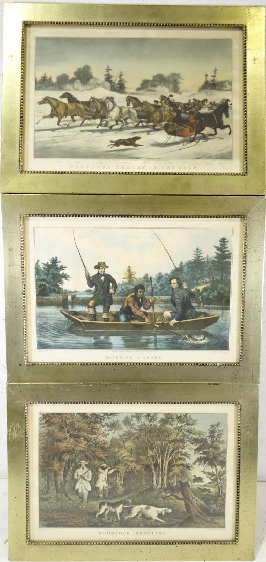 Nathaniel Currier, (3) sporting lithographs (1 of 7)