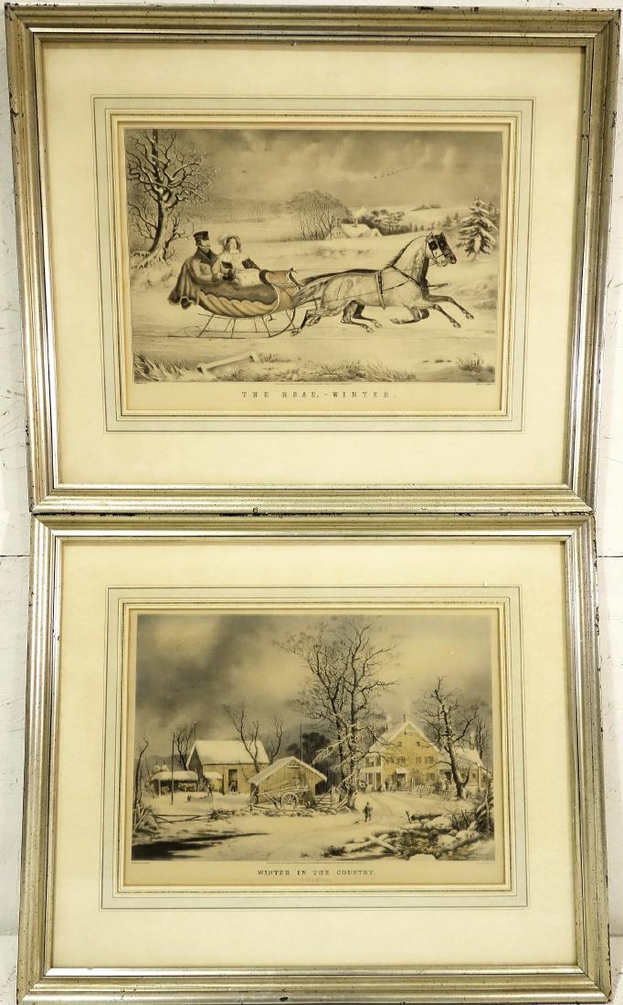 Currier & Ives, (2) color lithographs (1 of 10)