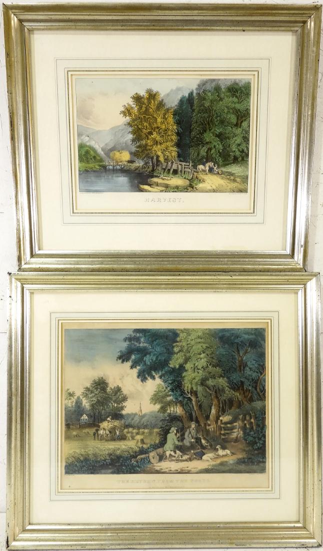 Currier & Ives, (2) color lithographs (1 of 10)
