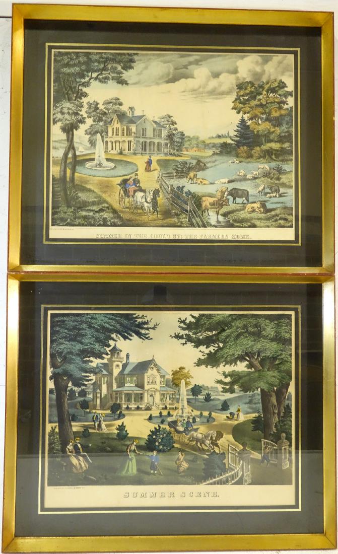 Currier & Ives, (2) color lithographs (1 of 10)