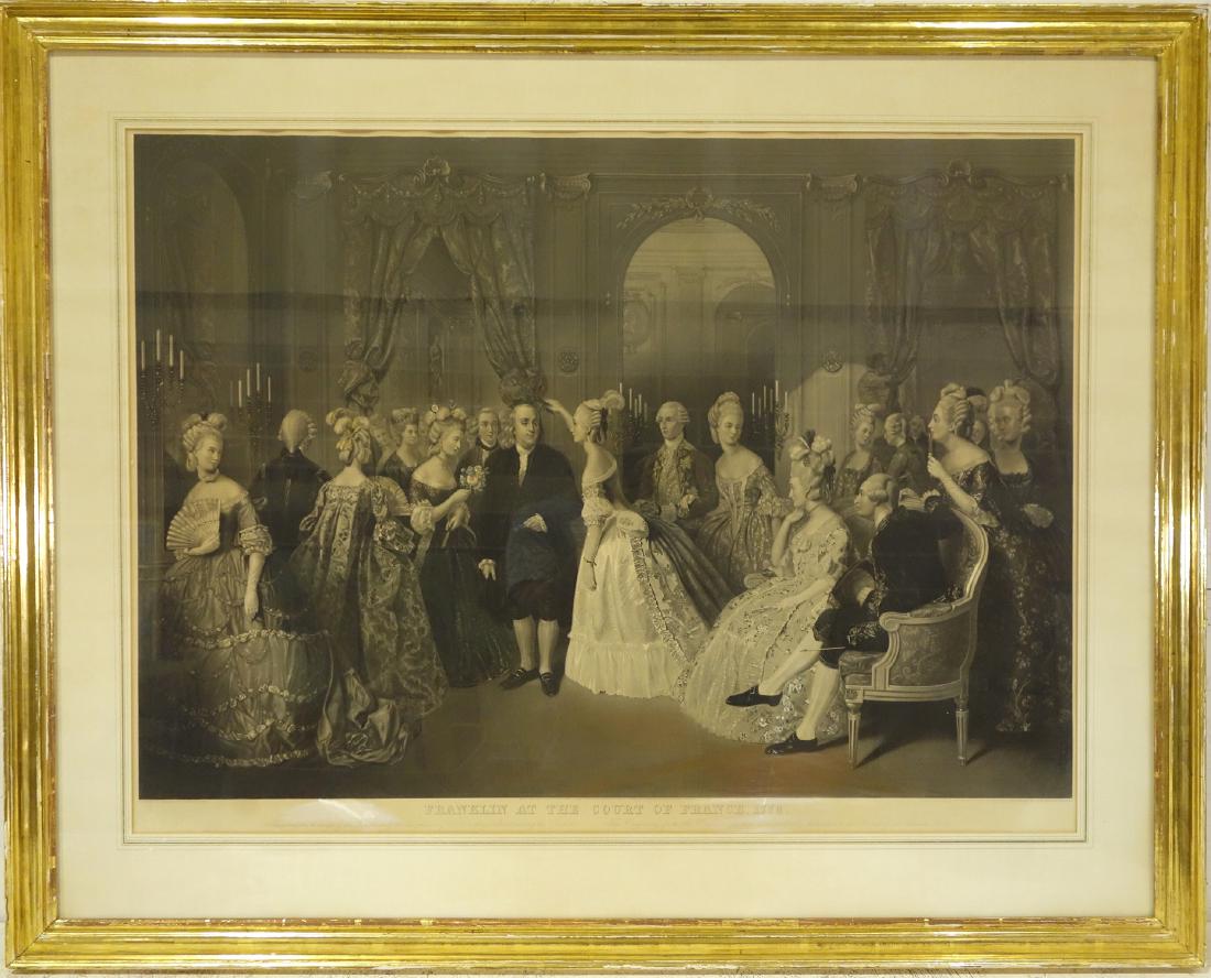 W.O. Geller, Franklin in Paris color engraving (1 of 9)