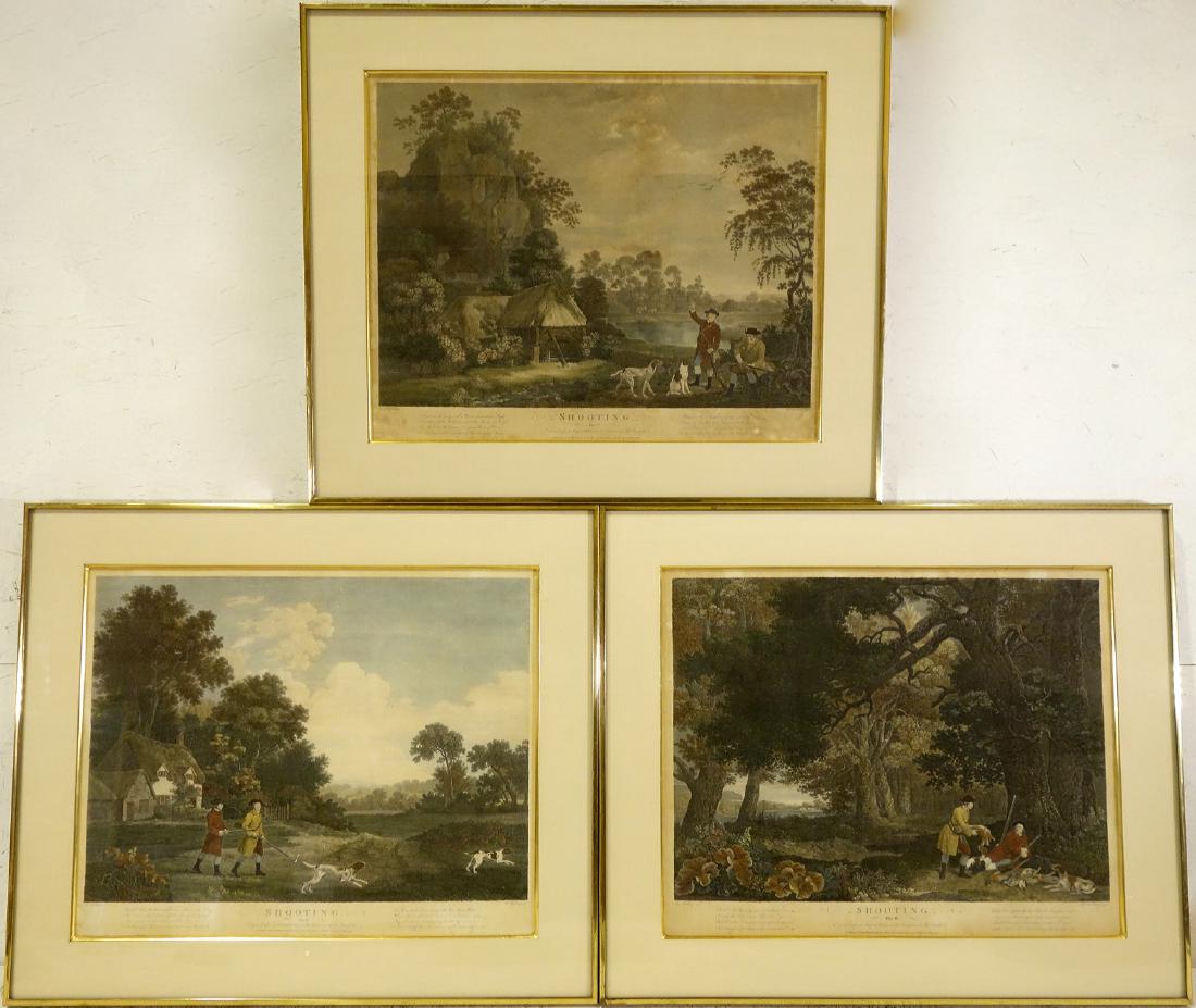 Wm. Woollett, (3) British hunt colored engravings (1 of 10)