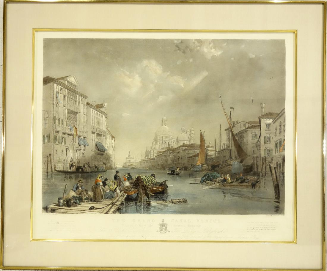 David Lucas, Venice canal colored engraving (1 of 7)