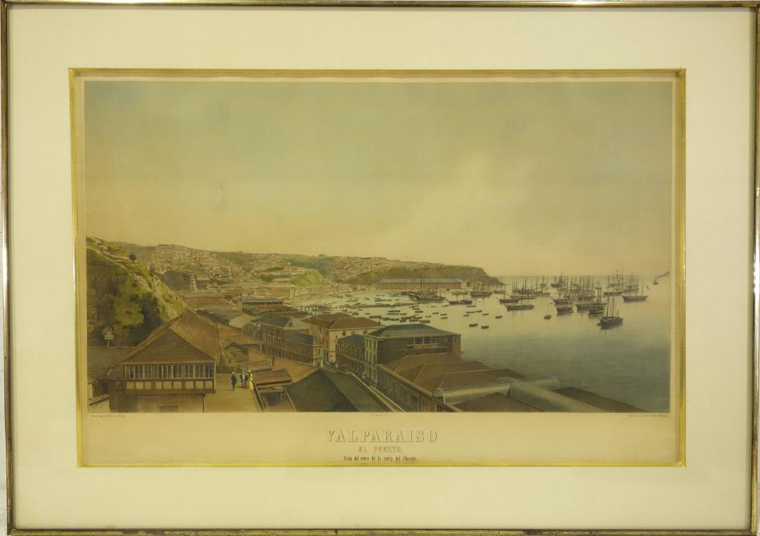 Carlos Fuchs, color lithograph Valparaiso Chile (1 of 10)