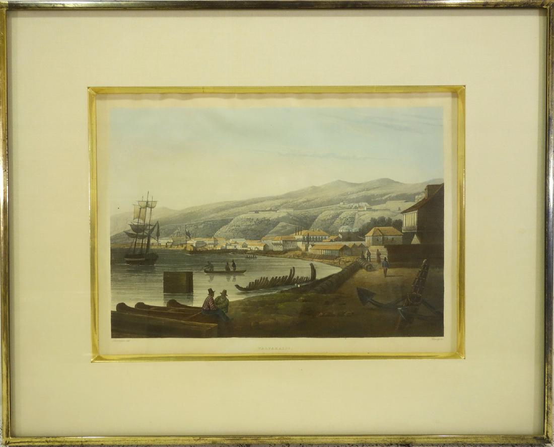 Himely, colored aquatint Valparaiso Chile (1 of 8)