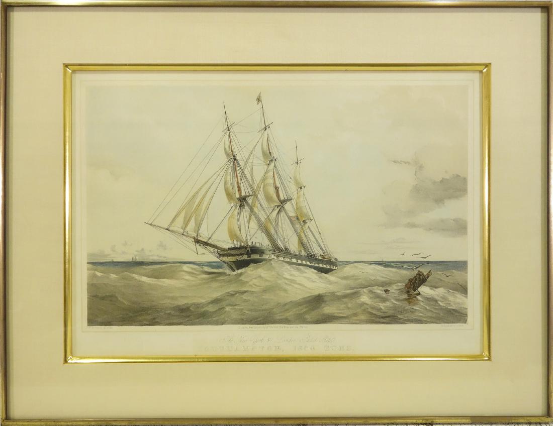 T.G. Dutton, colored lithograph NY tall ship (1 of 6)