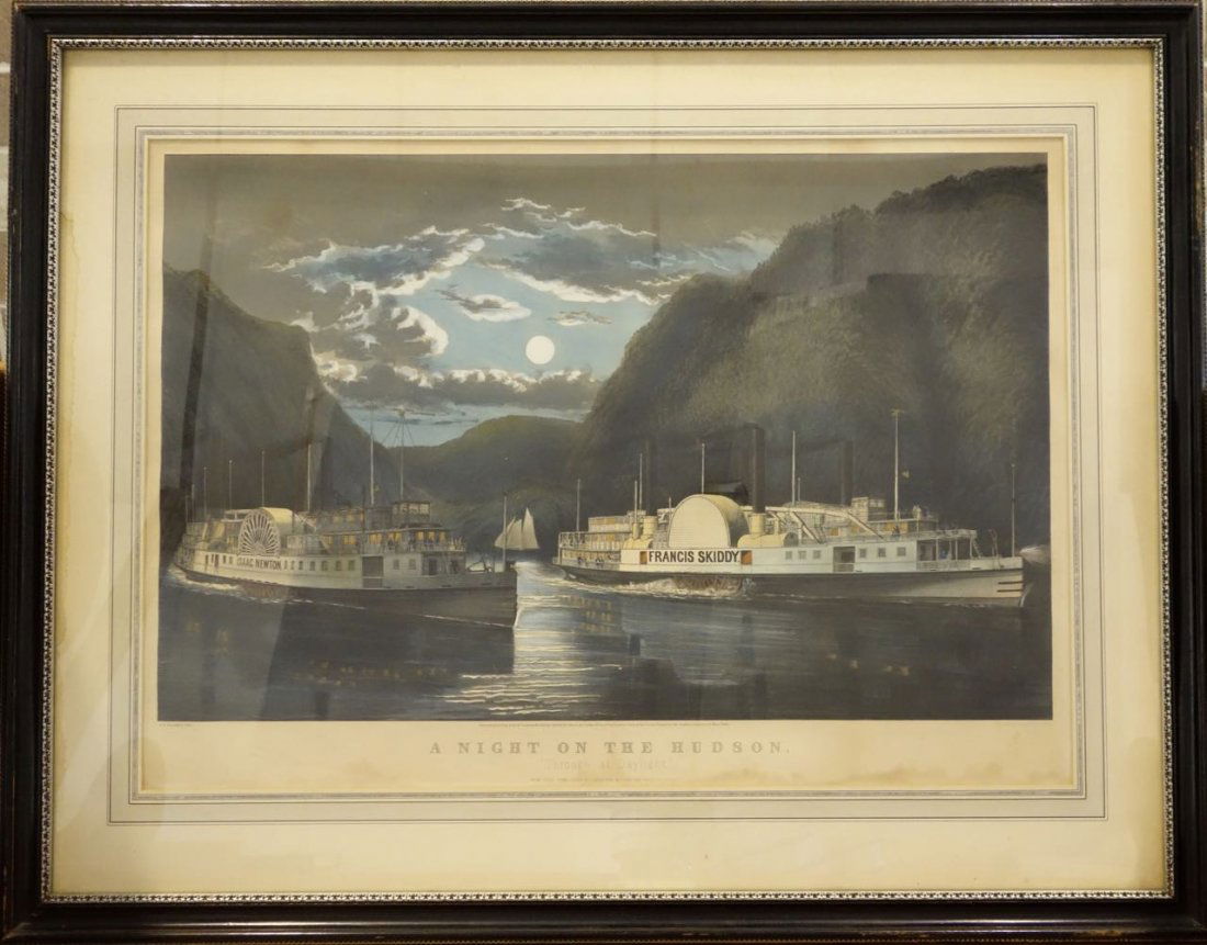 Currier & Ives, NY steamboats lithograph (1 of 10)