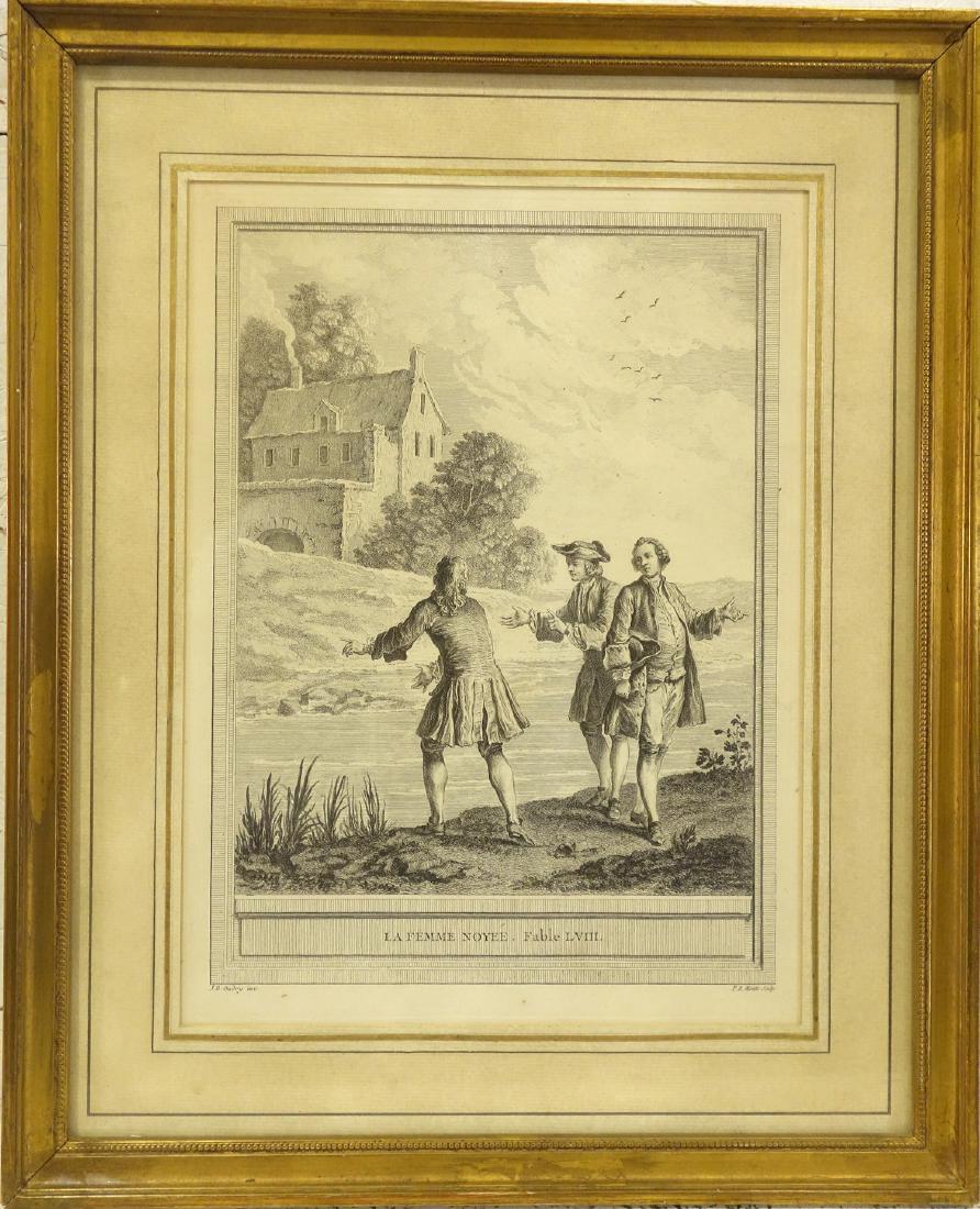 J.B. Oudry, fable illustration engraving (1 of 7)