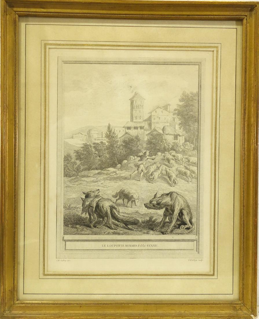J.B. Oudry, fable illustration engraving (1 of 10)