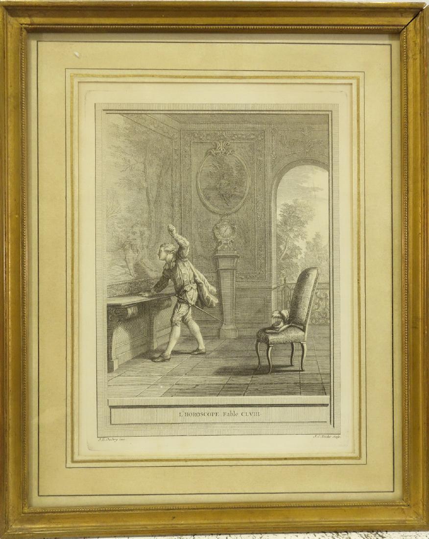 J.B. Oudry, fable illustration engraving (1 of 7)