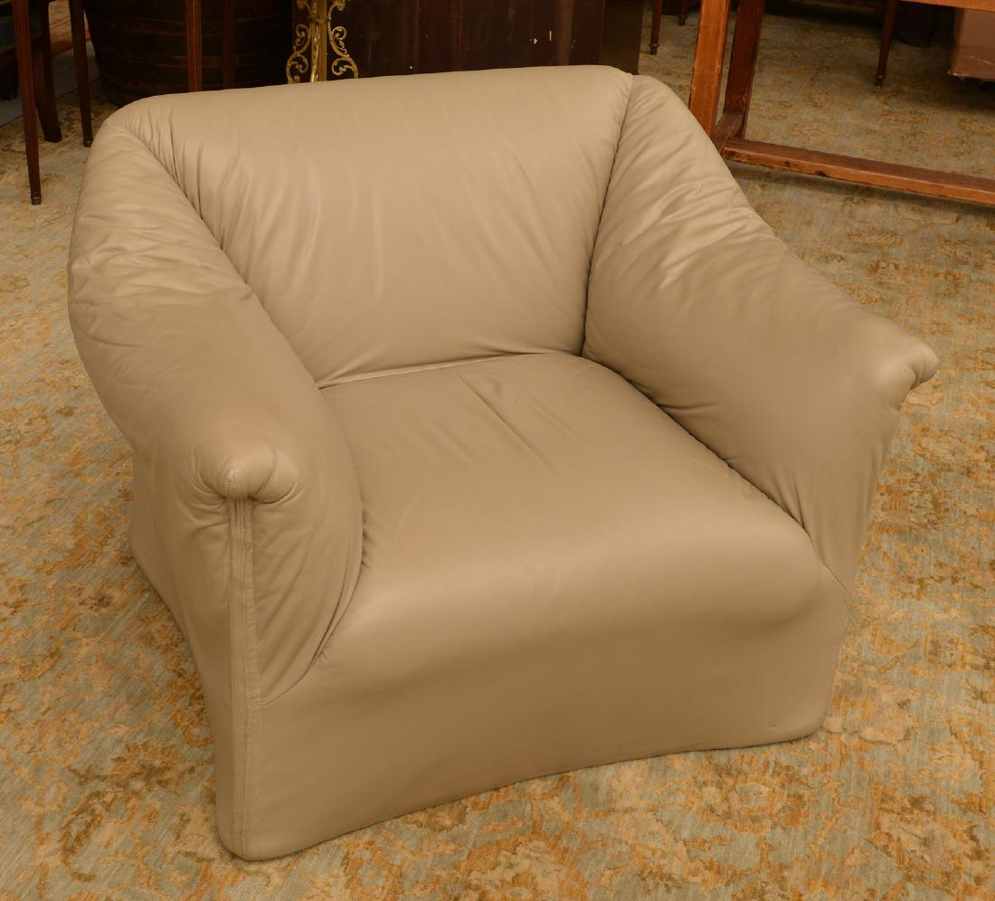 Mario Bellini for Cassina Tentazione chair: Mario Bellini for Cassina Tentazione chair, 1980s, beige leather, 29"h x 35"w x 31"d