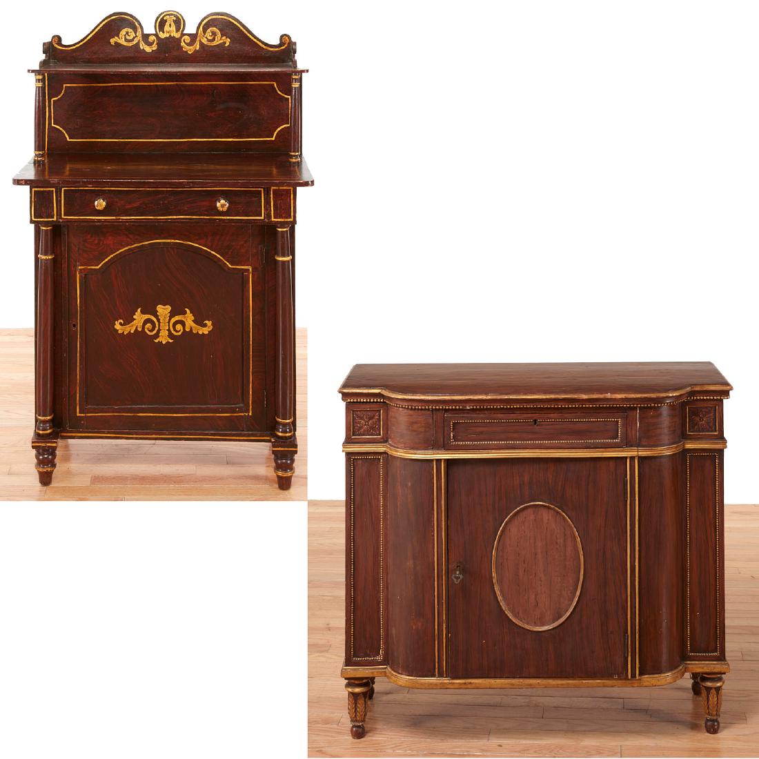 (2) Regency grain painted side cabinets (1 of 10)