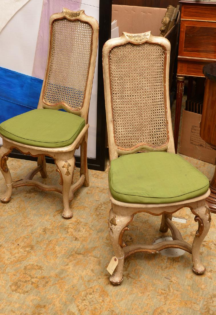 Pair Venetian Rococo style painted side chairs (1 of 8)