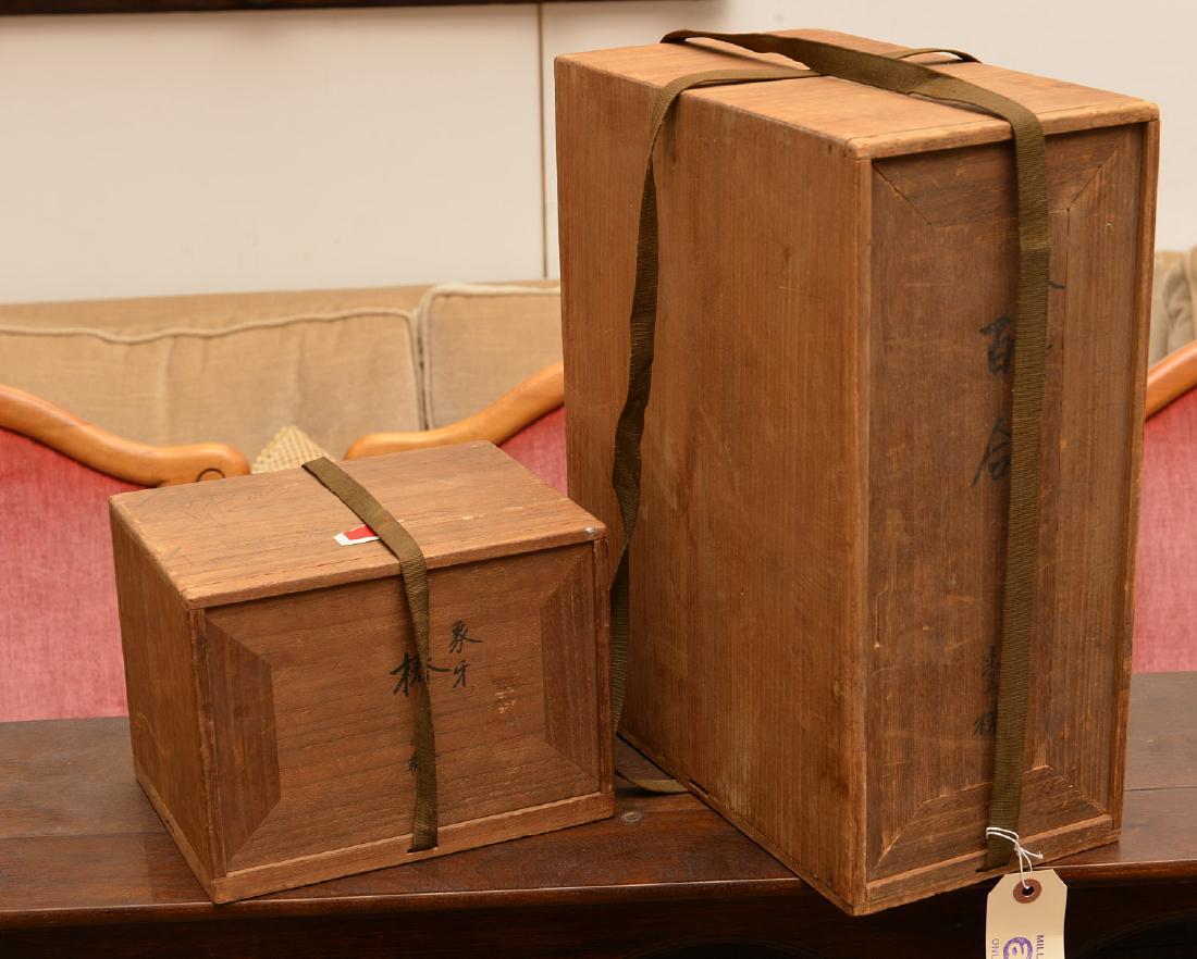(2) antique japanese cedar storage boxes (1 of 6)