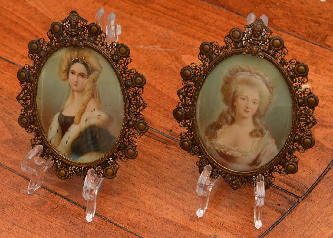(2) signed Continental portrait miniatures (1 of 5)