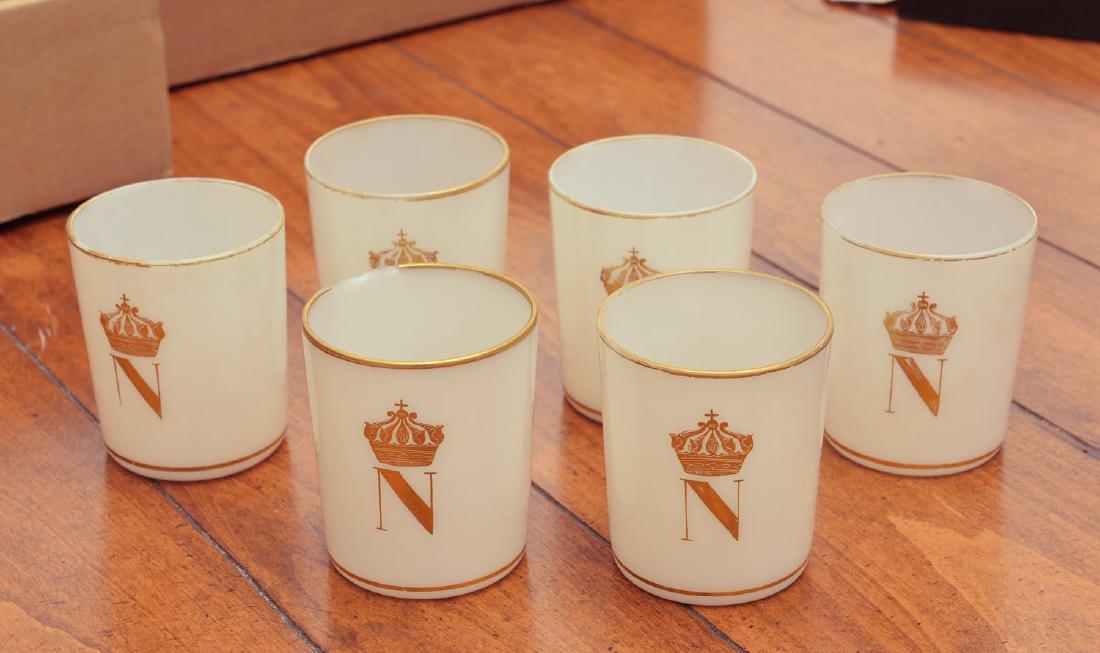 Set (6) Napoleon III white opaline glass cups (1 of 5)