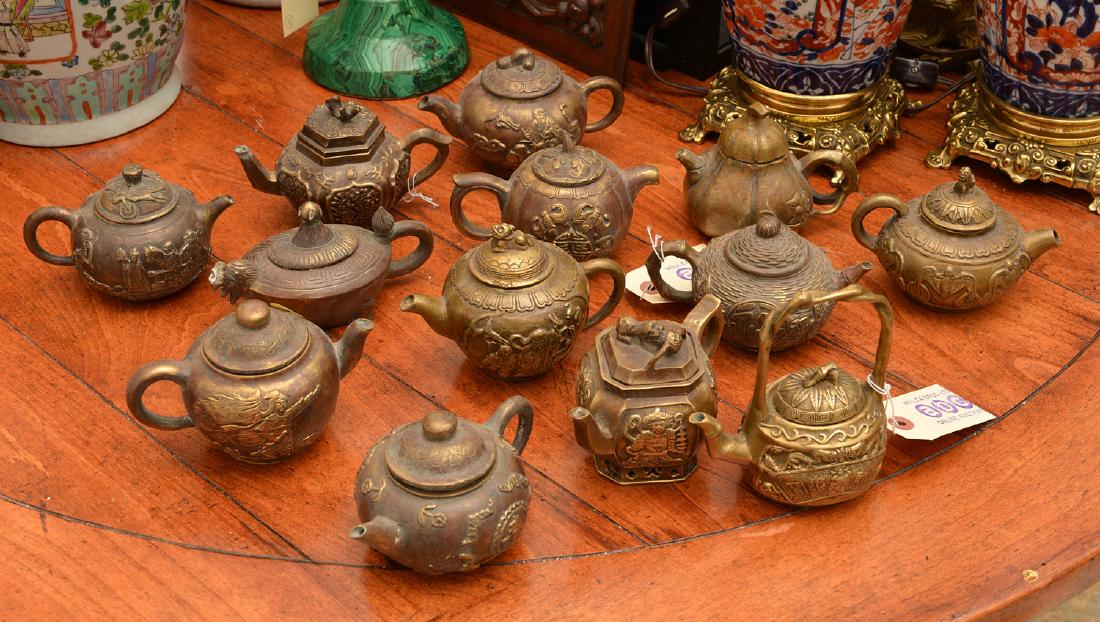 Collection (13) Chinese bronze teapots (1 of 9)