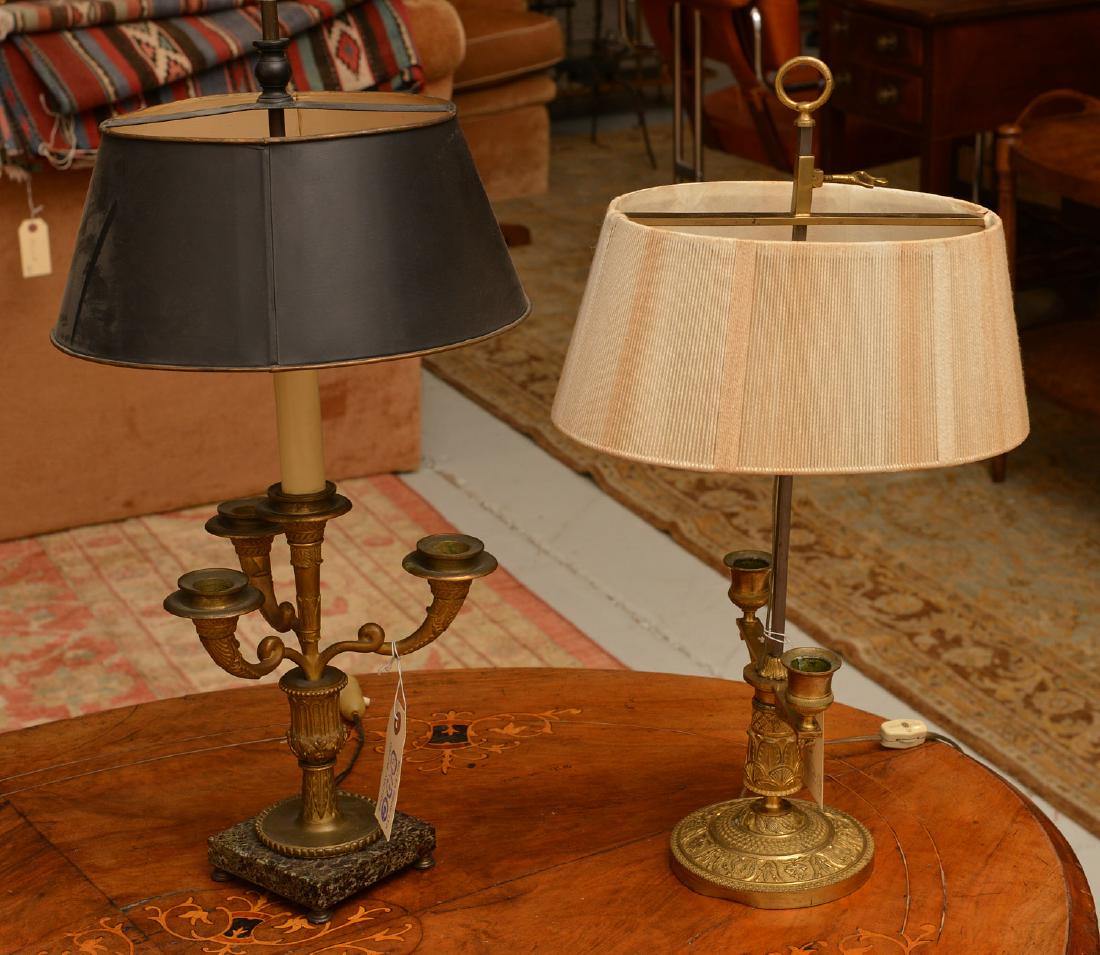 (2) French Empire style bronze bouillotte lamps (1 of 9)
